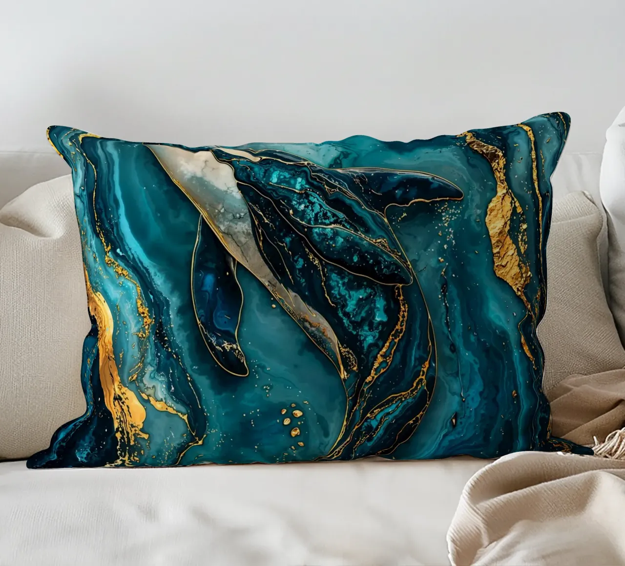 Mystic Currents Kintsugi Art cuscino da Pixaverse