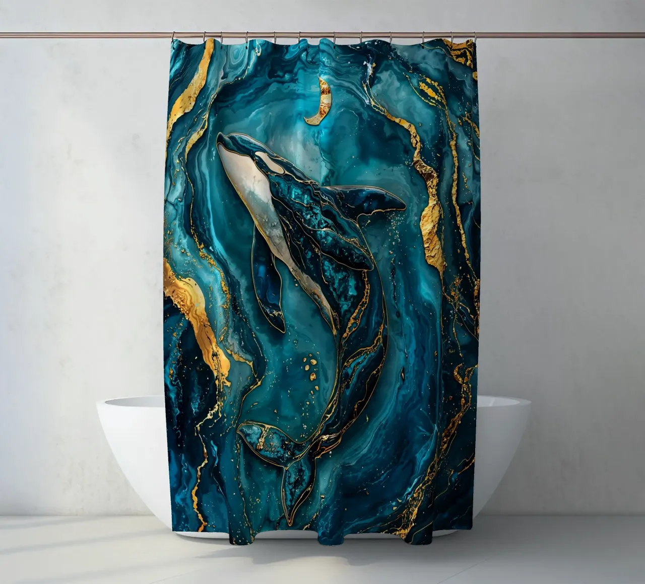 Mystic Currents Kintsugi Art shower curtain by Pixaverse