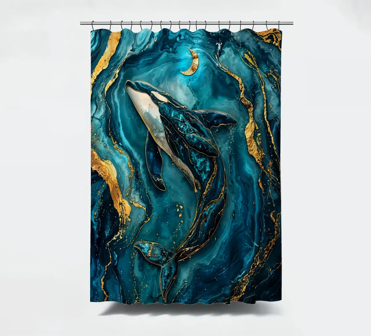 Mystic Currents Kintsugi Art shower curtain by Pixaverse