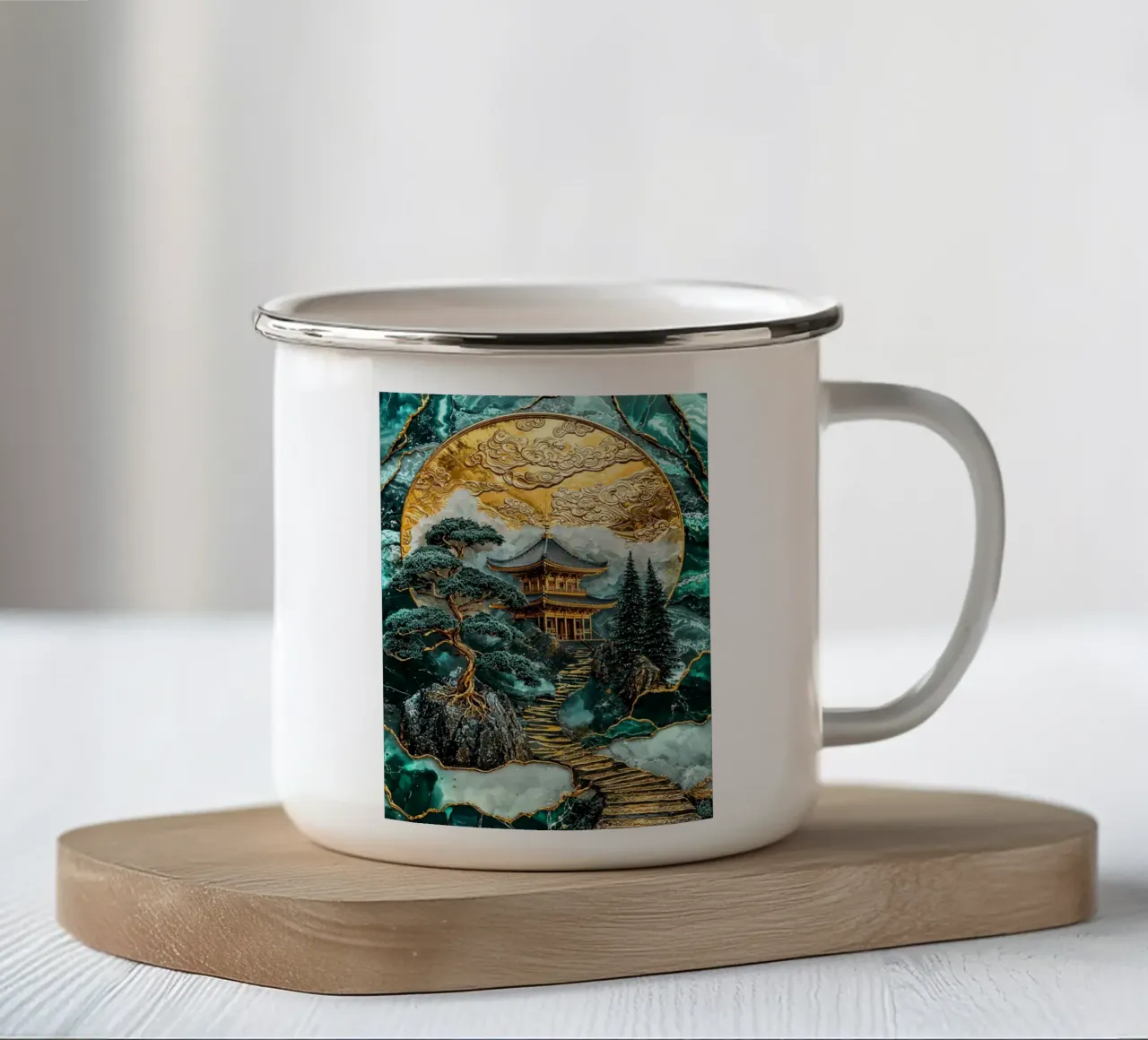 Kintsugi Mountain Shrine tazza in smalto da Pixaverse