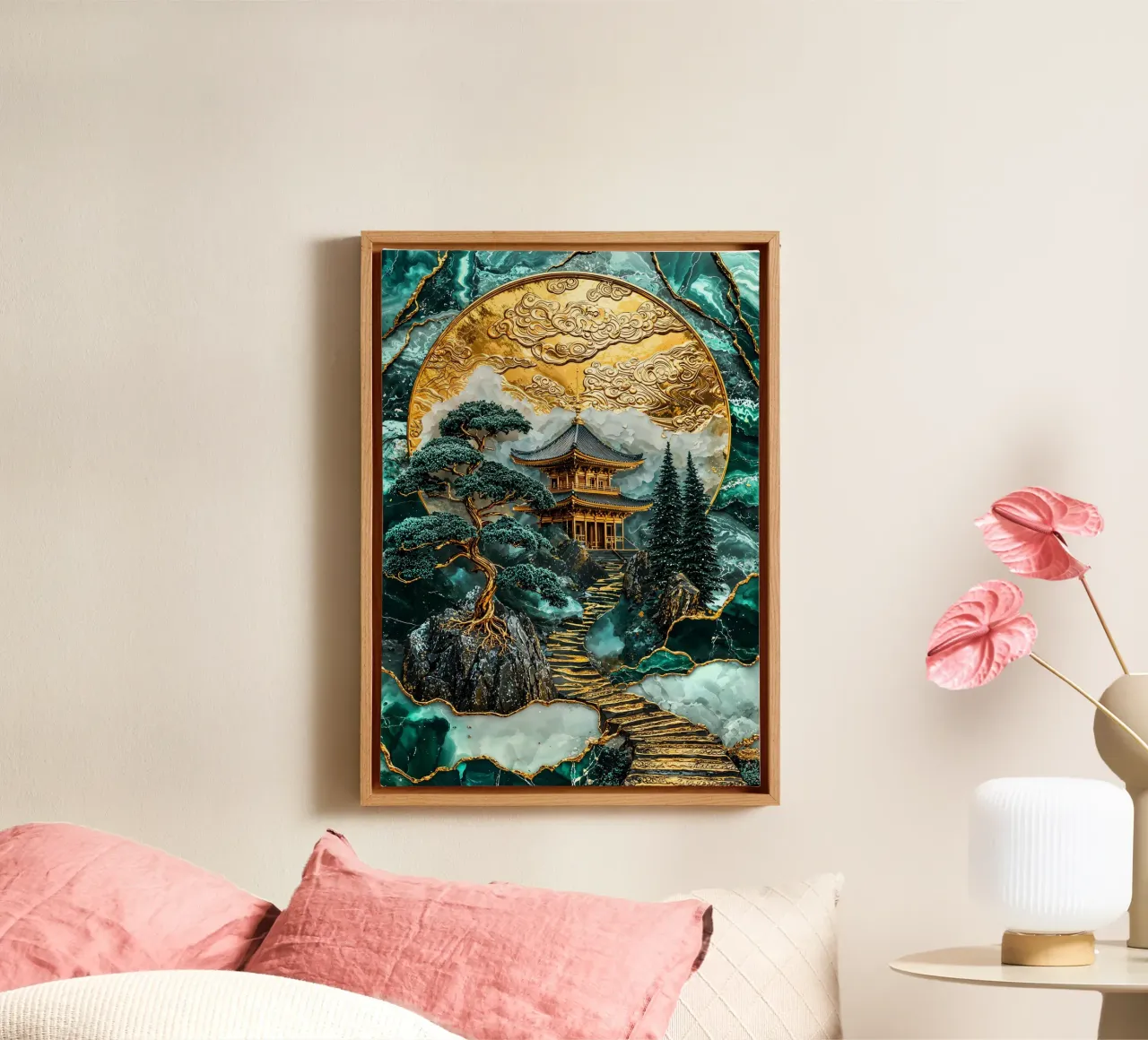 Kintsugi Mountain Shrine tela con Cornice a cassetta da Pixaverse