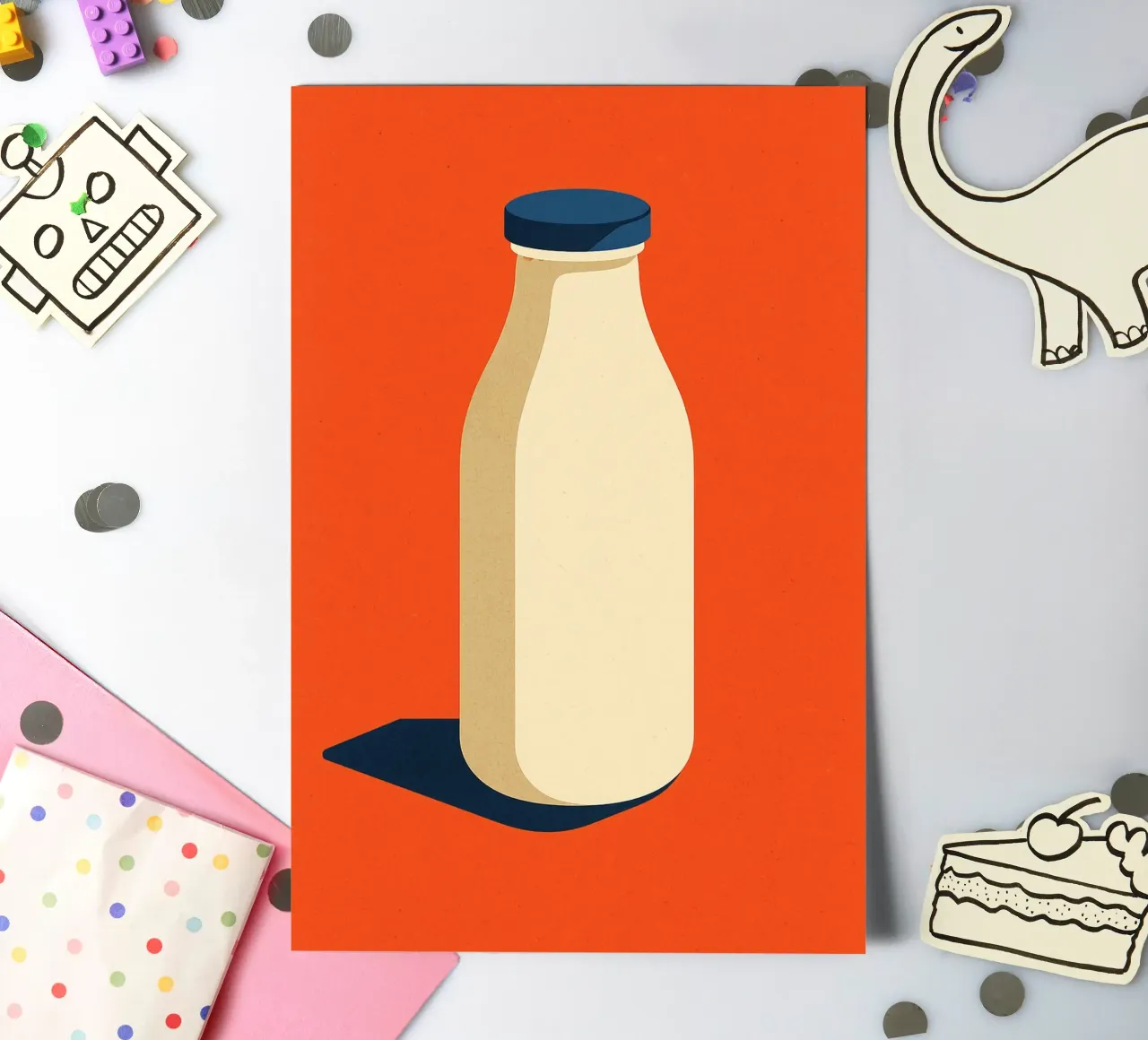 Bottle of Milk - The vintage icon sticker sheet by Boissons - Affiches & posters - Retro