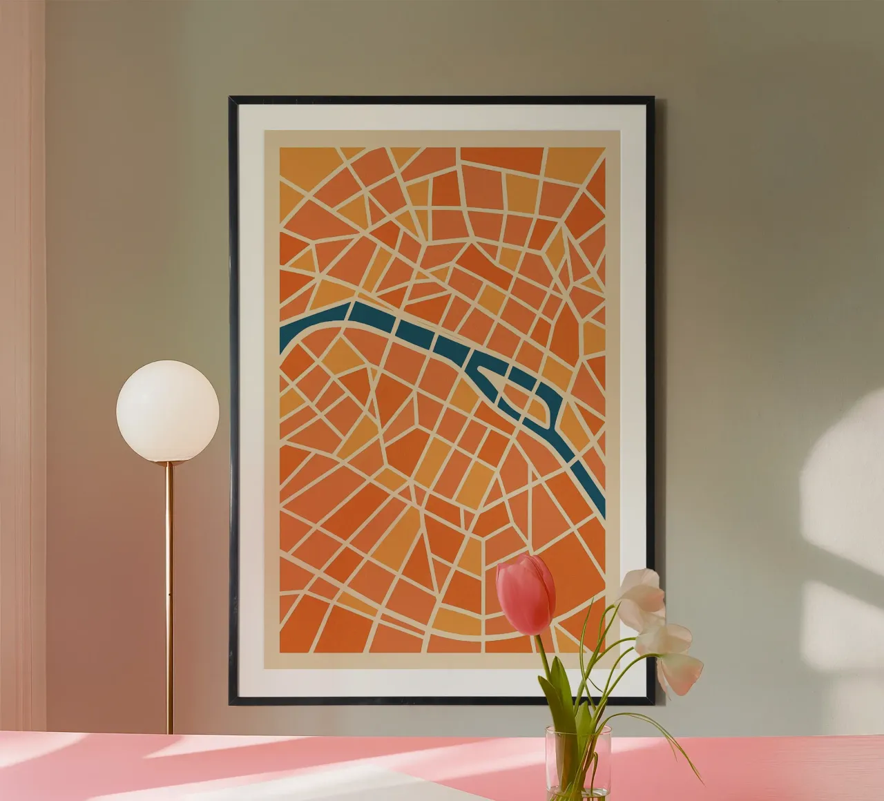 Map of Paris - Colourful abstraction hahnemühle by JETLAG | affiches voyage