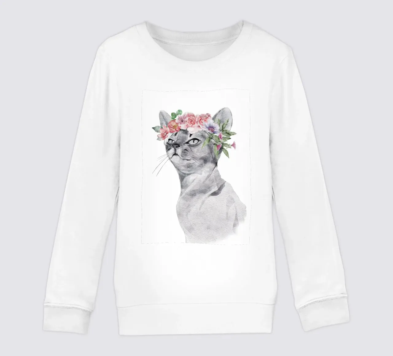 Gatto Safari con corona di fiori rosa felpa bambino da sharemantes
