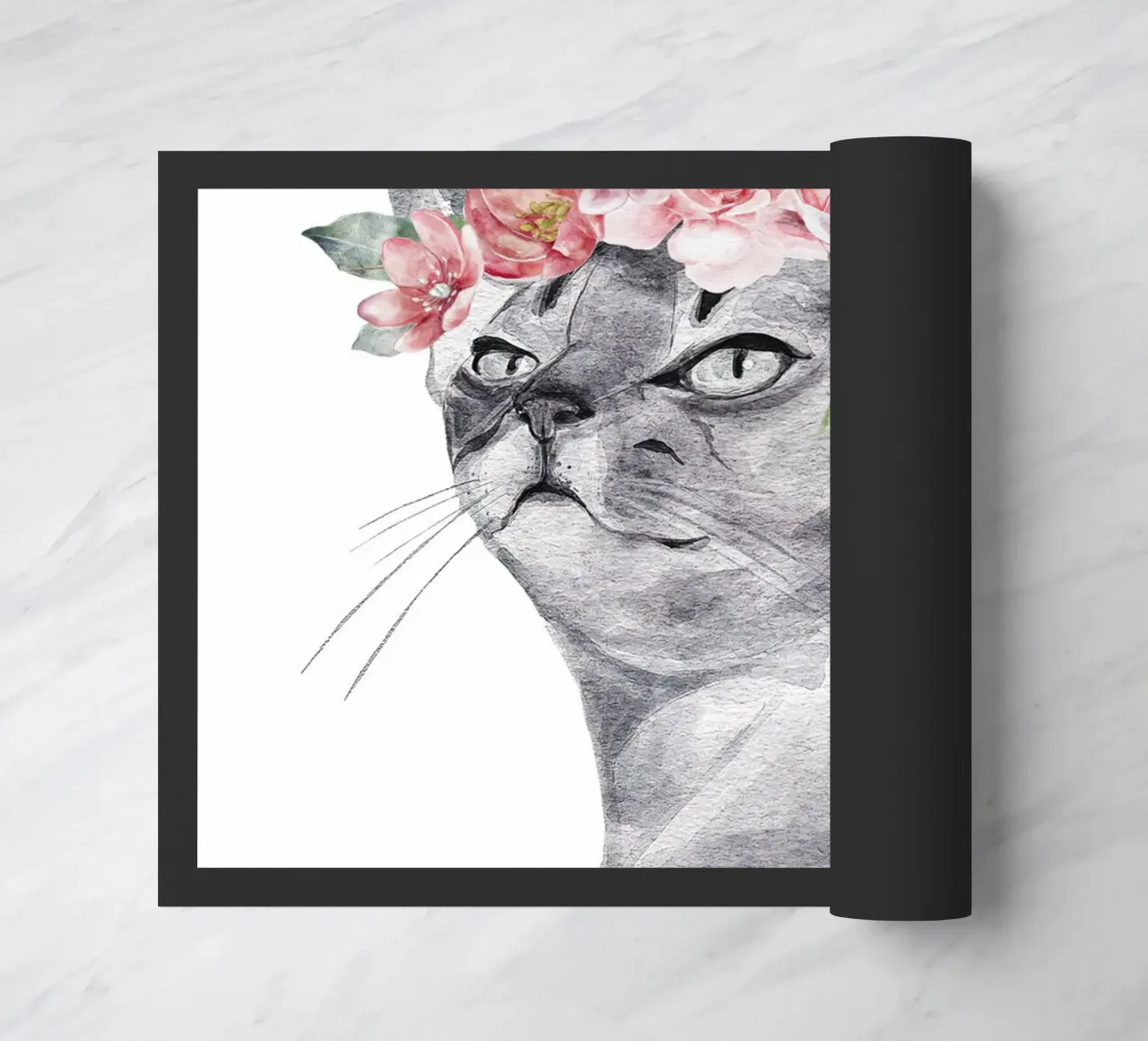 Gatto Safari con corona di fiori rosa zerbino da sharemantes