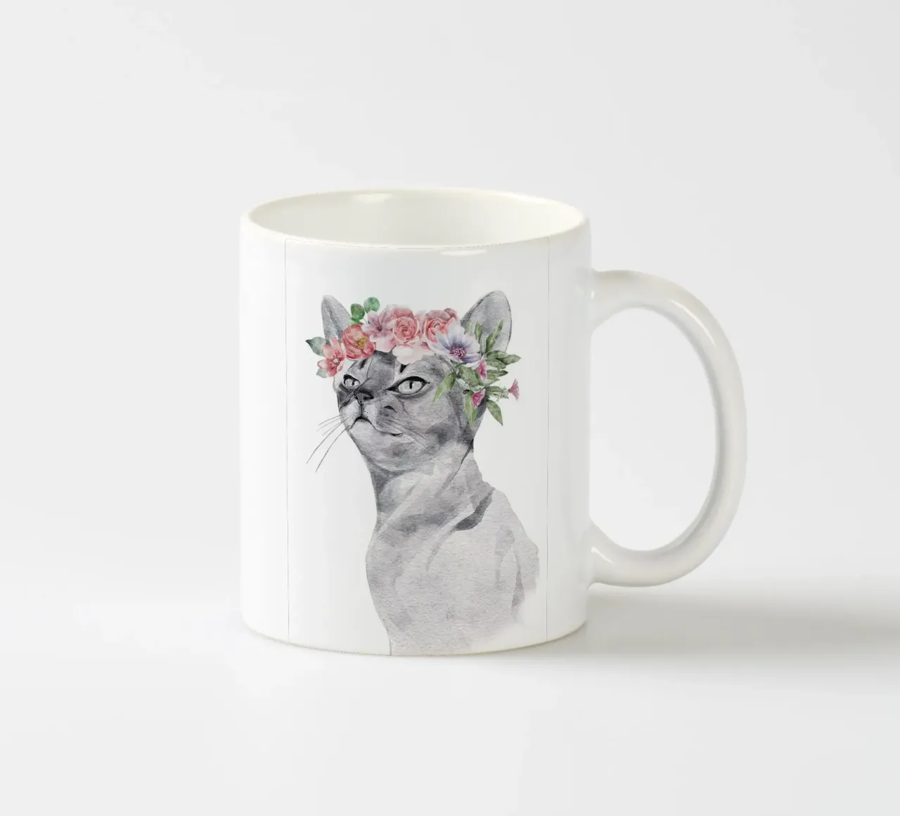 Gatto Safari con corona di fiori rosa tazza in ceramica da sharemantes