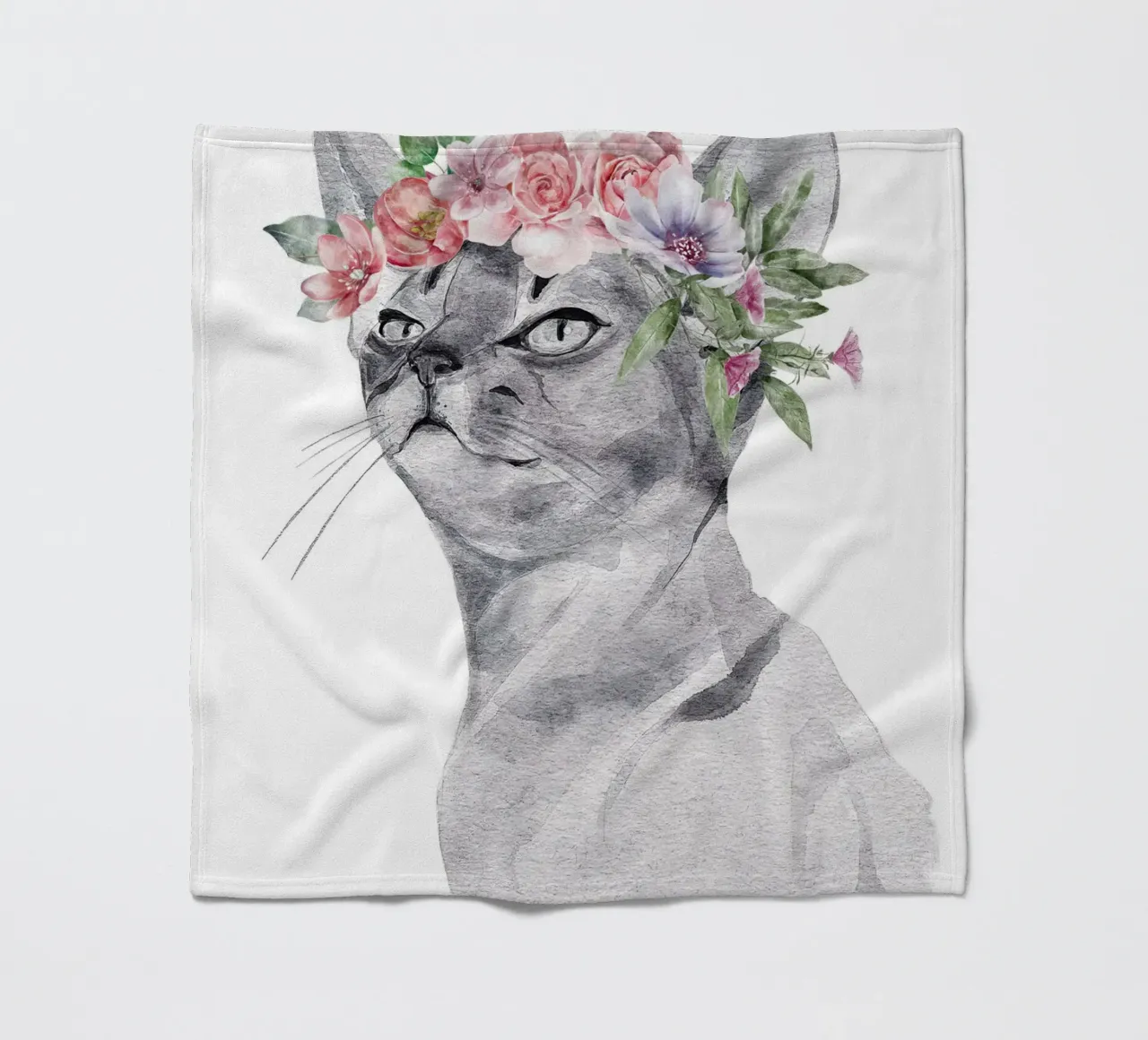 Gatto Safari con corona di fiori rosa coperta in pile da sharemantes