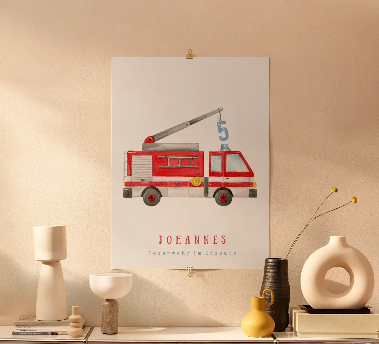 Vigili del fuoco poster con telaio in plastica da Kartenliebe