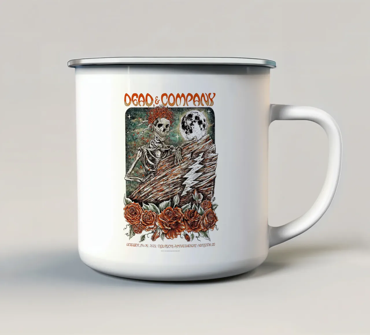 poster "dead and company red rocks" 2022 tazza in smalto da martina