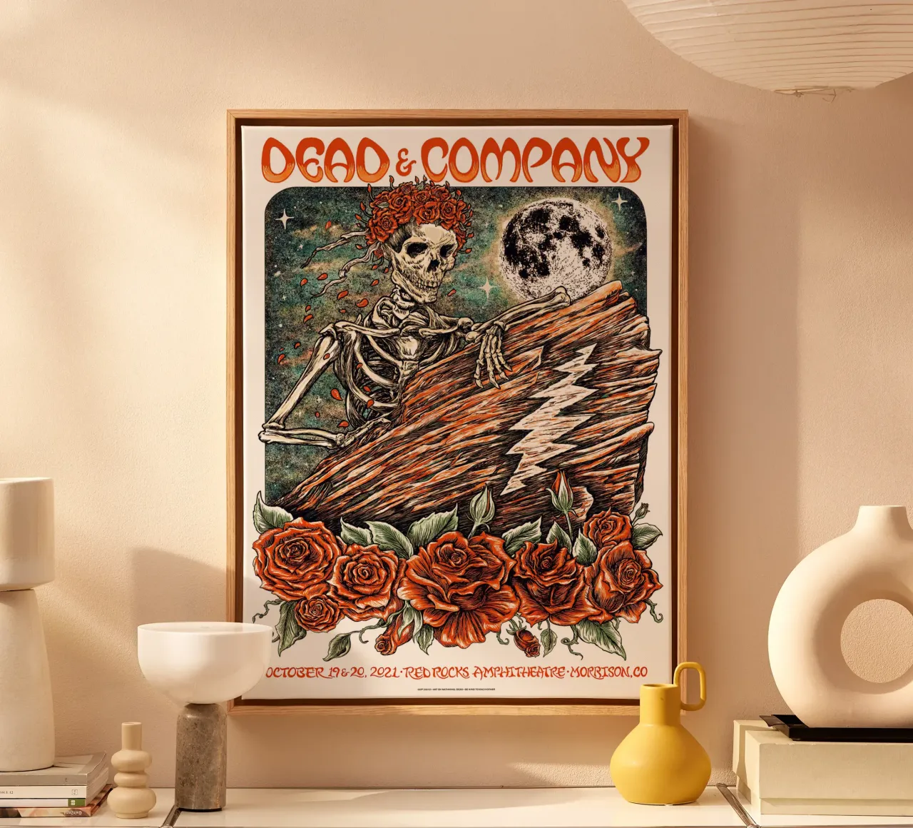 poster "dead and company red rocks" 2022 tela con Cornice a cassetta da martina