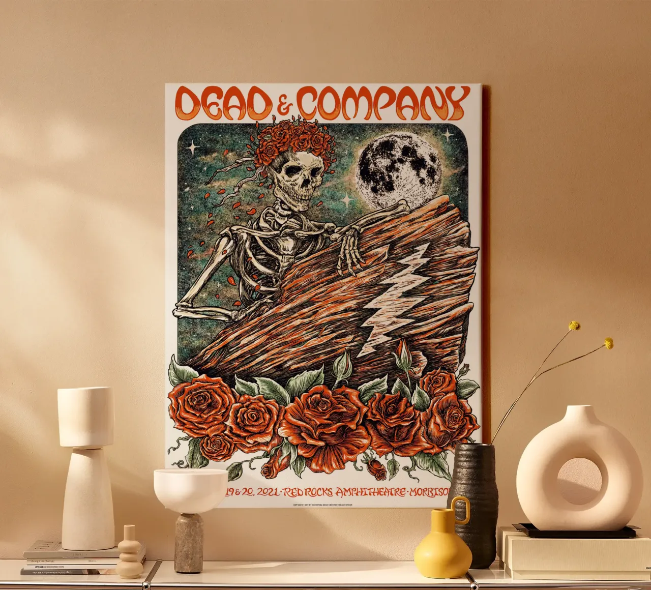 poster "dead and company red rocks" 2022 tela con Cornice a cassetta da martina