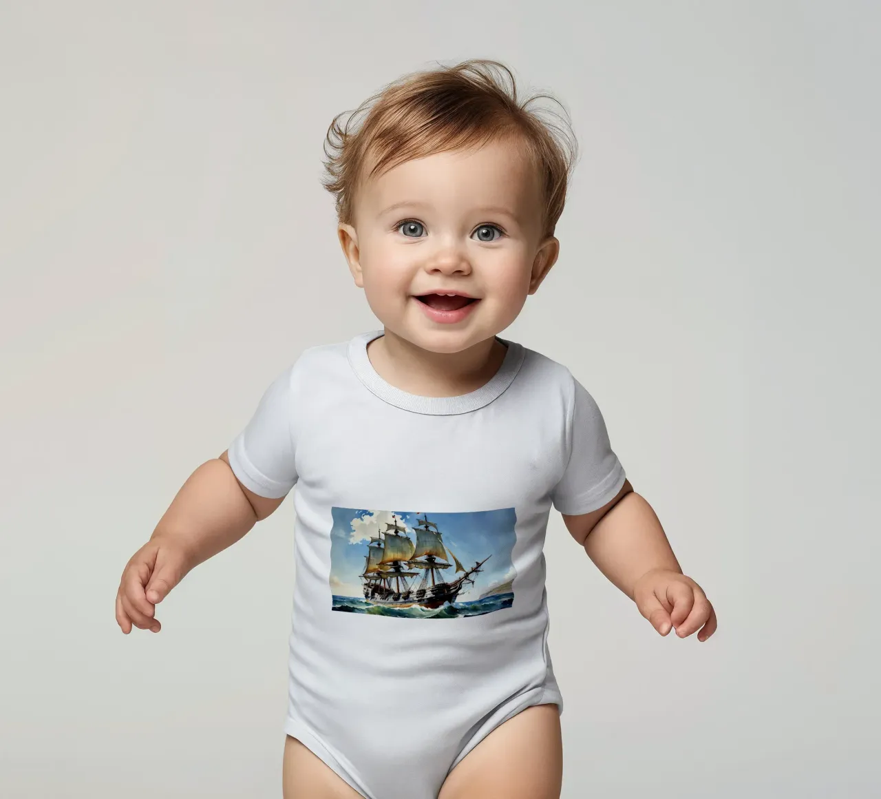 Alte Galeone aus dem 18. Kurzarm Babybody von Magic Screen