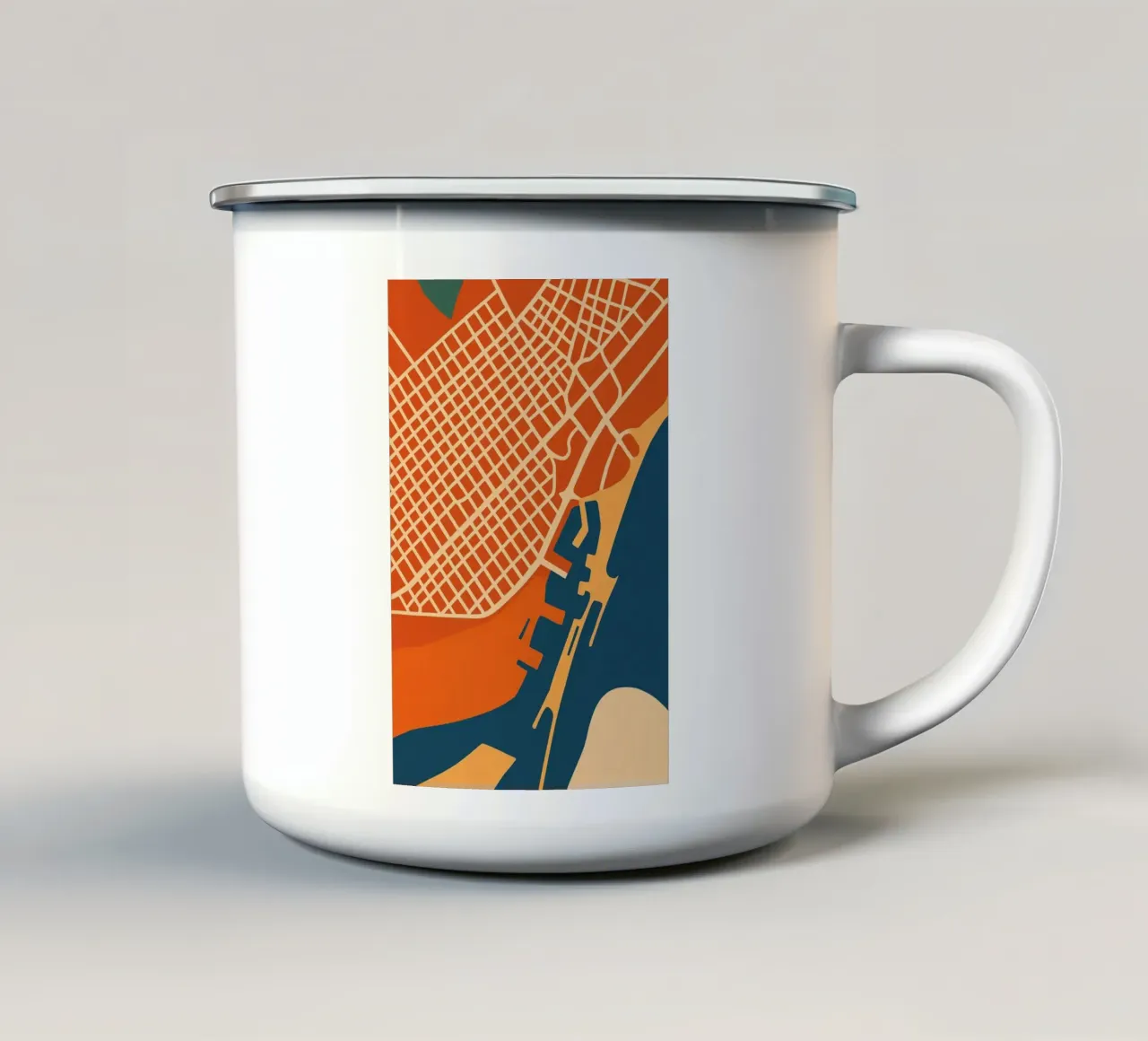 Barcellona Grid - L'eleganza geometrica di una città vibrante tazza in smalto da JETLAG | affiches voyage