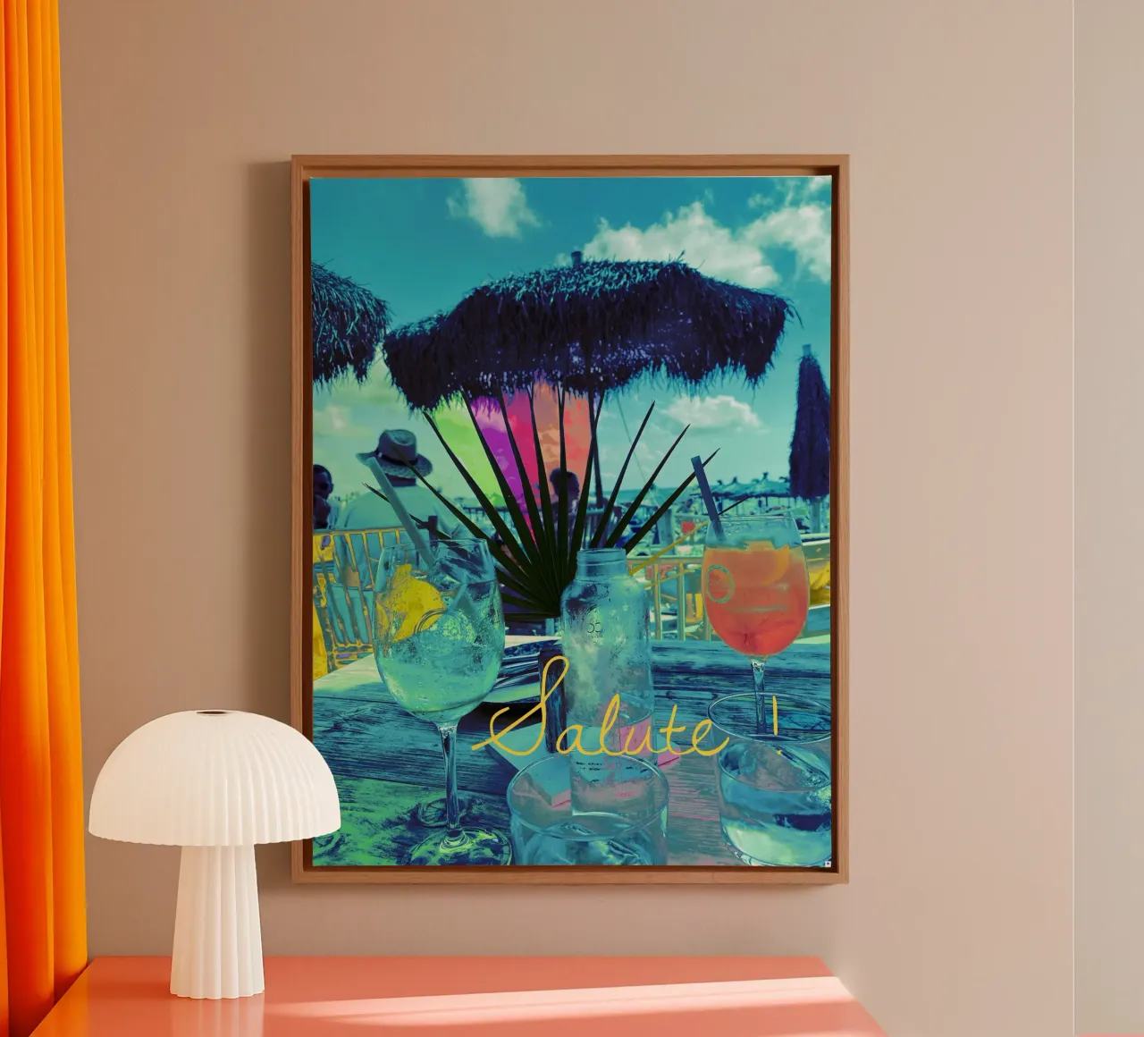 Aperitief aan het Strand Groet canvas met Baklijst van Nica Colorie