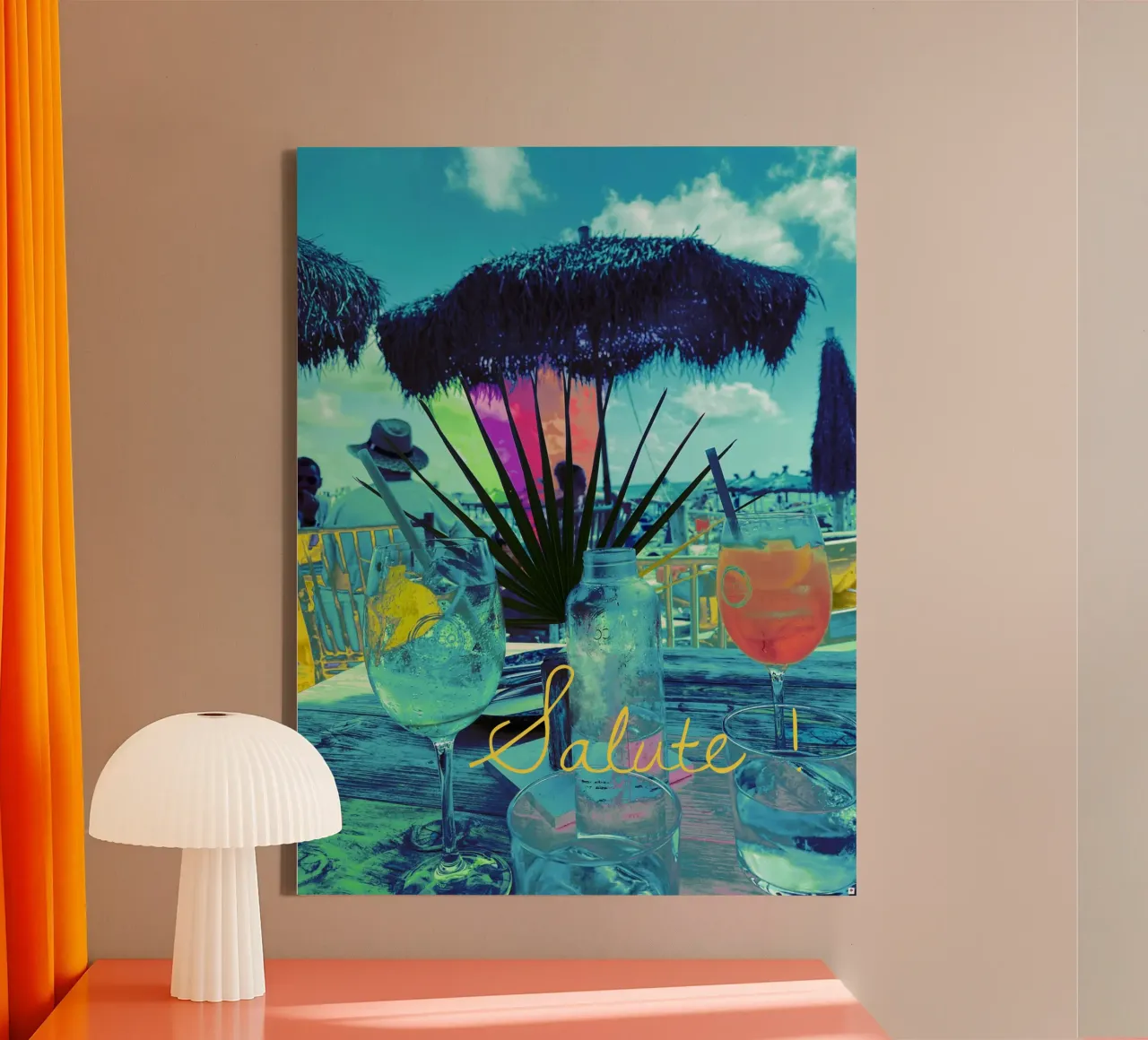 Aperitief aan het Strand Groet canvas met Baklijst van Nica Colorie