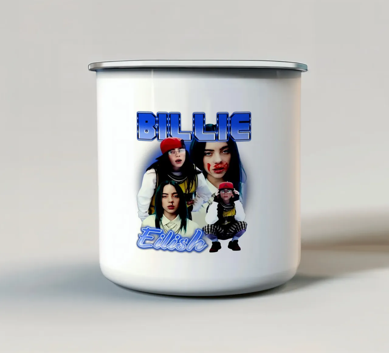Vintage Bootleg V3 Billie Eilish tazza in smalto da https://www.juniqe.com/uk/shop/Henndraws