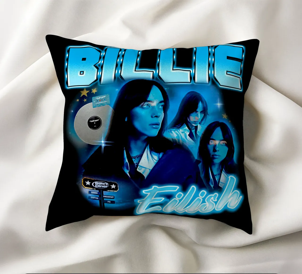 Vintage Bootleg V4 Billie Eilish cuscino da https://www.juniqe.com/uk/shop/Henndraws