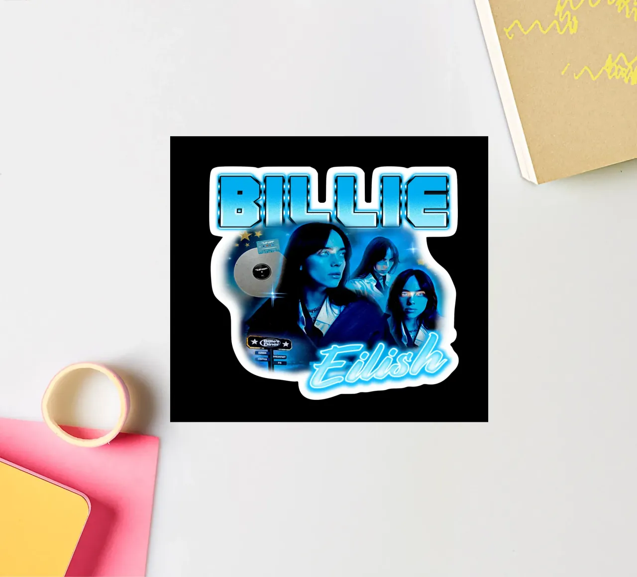 Vintage Bootleg V4 Billie Eilish sticker by https://www.juniqe.com/uk/shop/Henndraws