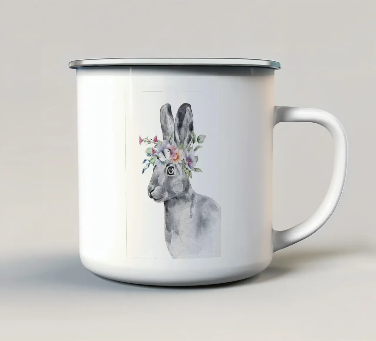 Coniglietto con stampa Safari con fiori tazza in smalto da sharemantes