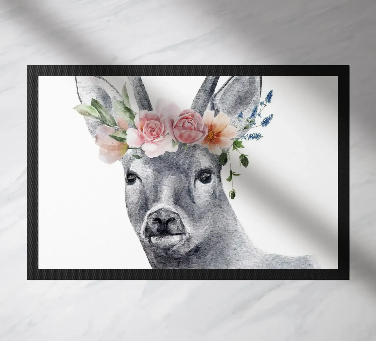 Safari Nursery Print Ciervo con flores felpudo de sharemantes