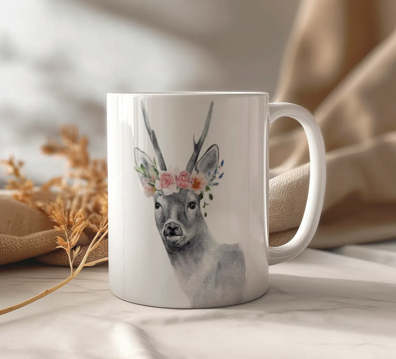 Stampa vivaio Safari Cervo con fiori tazza in ceramica da sharemantes