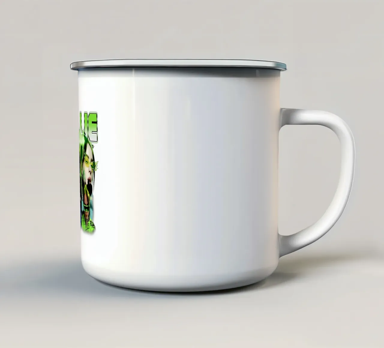 Vintage Bootleg V5 Billie Eilish tazza in smalto da https://www.juniqe.com/uk/shop/Henndraws