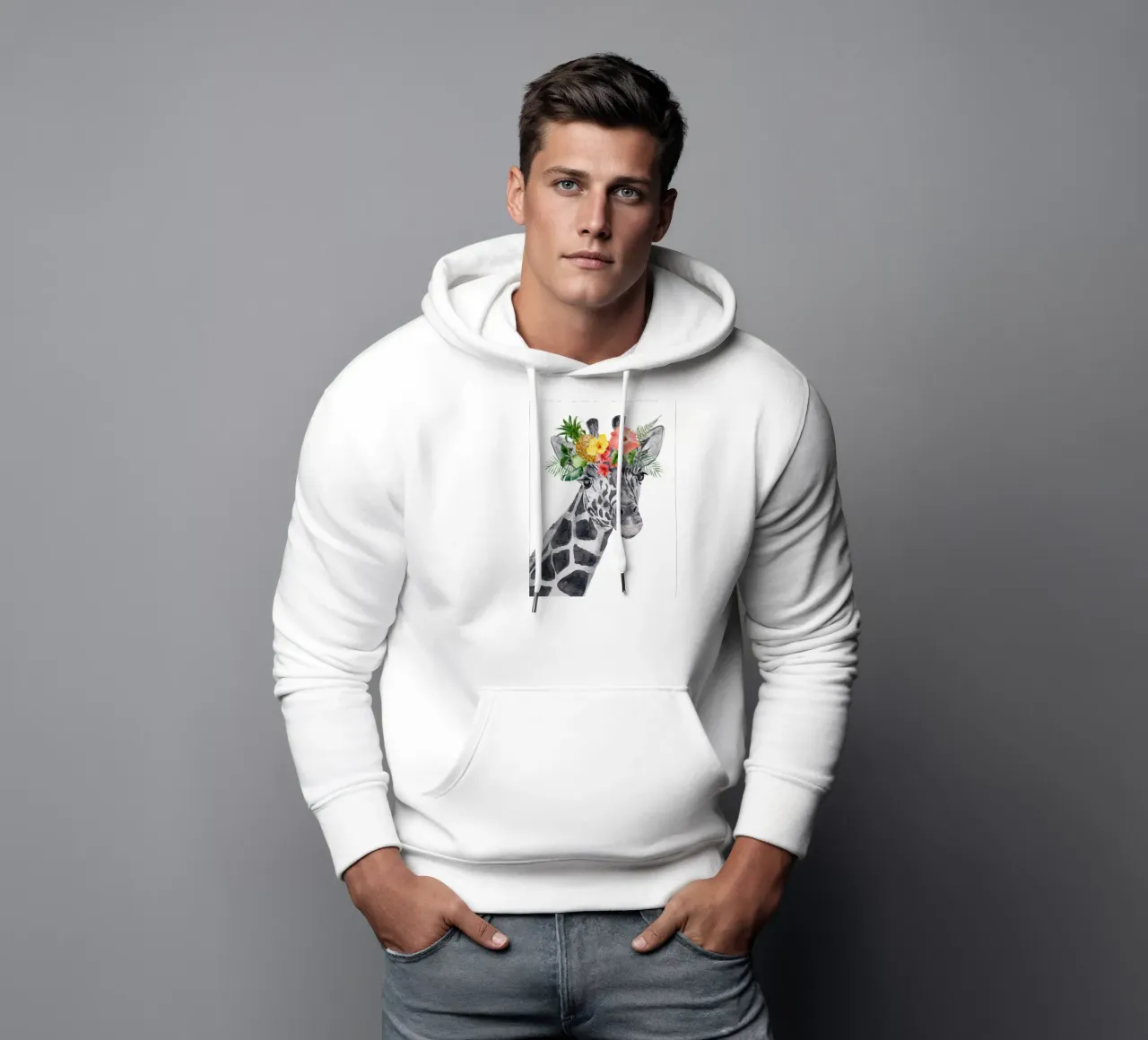 Safari Nursery Print Jirafa con flores sudadera con capucha de sharemantes
