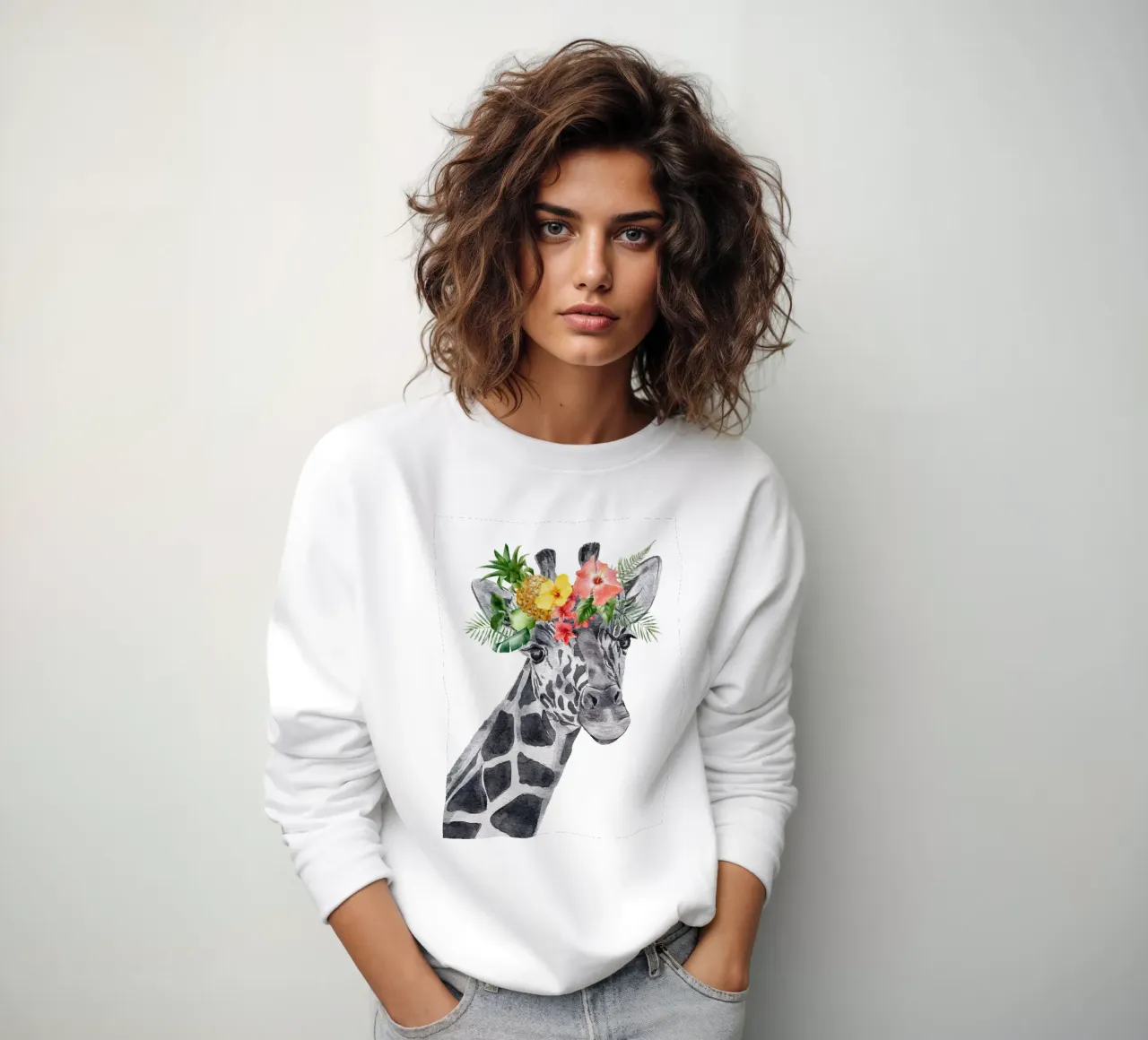 Safari Nursery Print Jirafa con flores sudadera de sharemantes