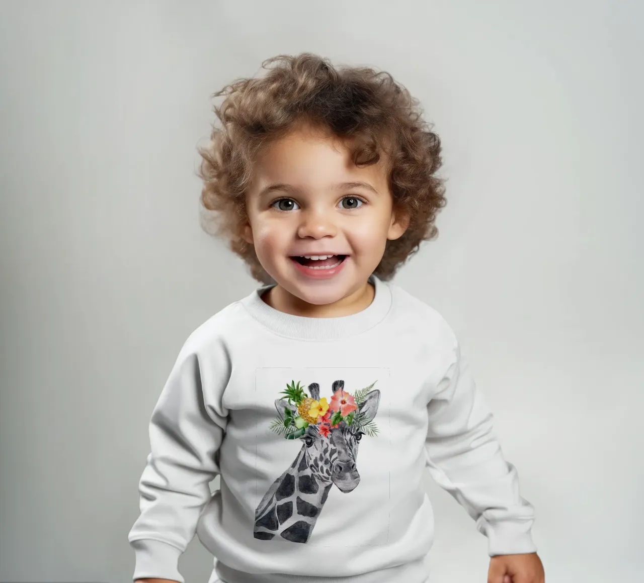 Safari Nursery Print Jirafa con flores sudadera de bebé de sharemantes