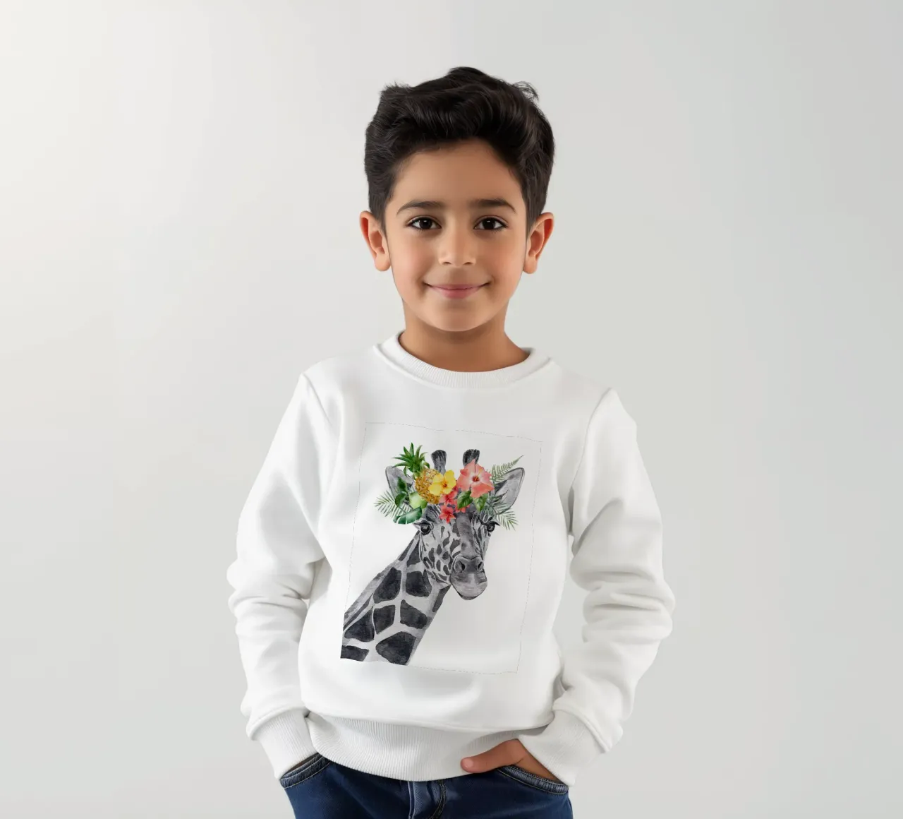 Safari Nursery Print Jirafa con flores sudadera para niño de sharemantes