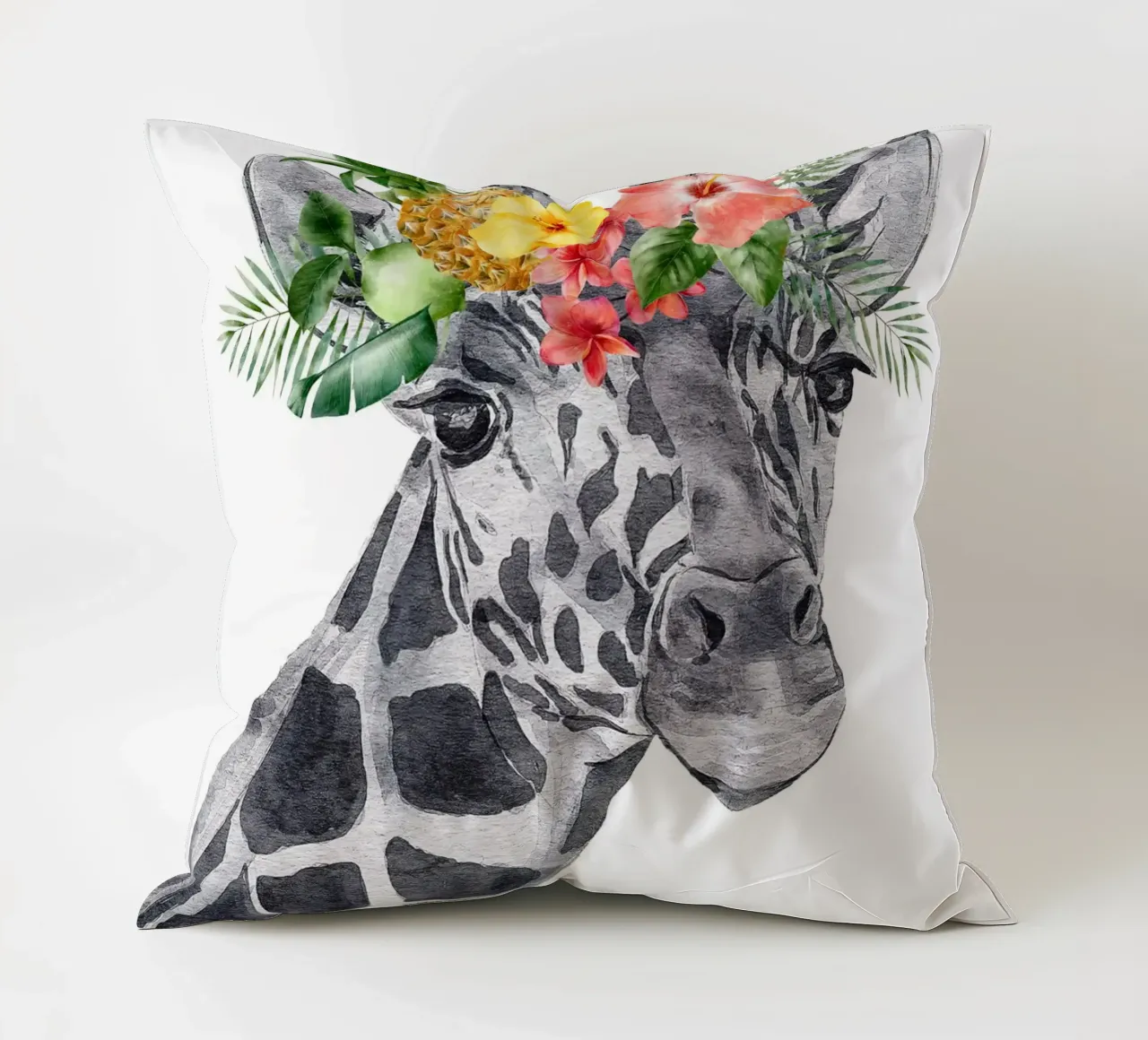 Stampa Safari Nursery Giraffa con fiori cuscino da sharemantes