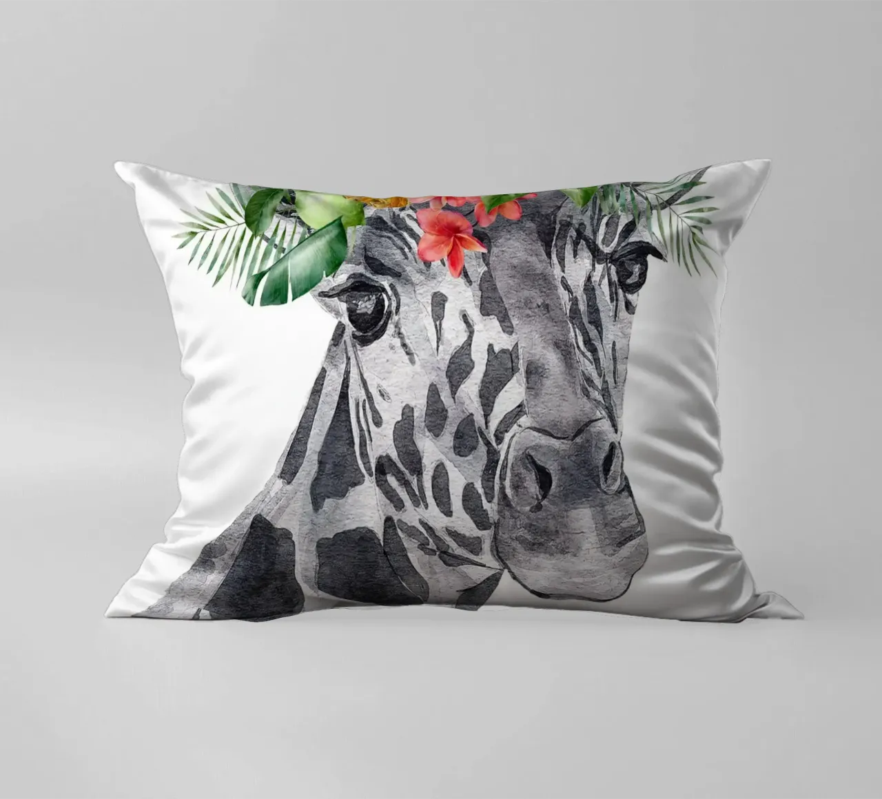 Stampa Safari Nursery Giraffa con fiori cuscino da sharemantes