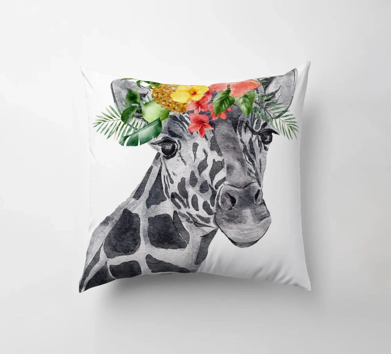Stampa Safari Nursery Giraffa con fiori cuscino da sharemantes