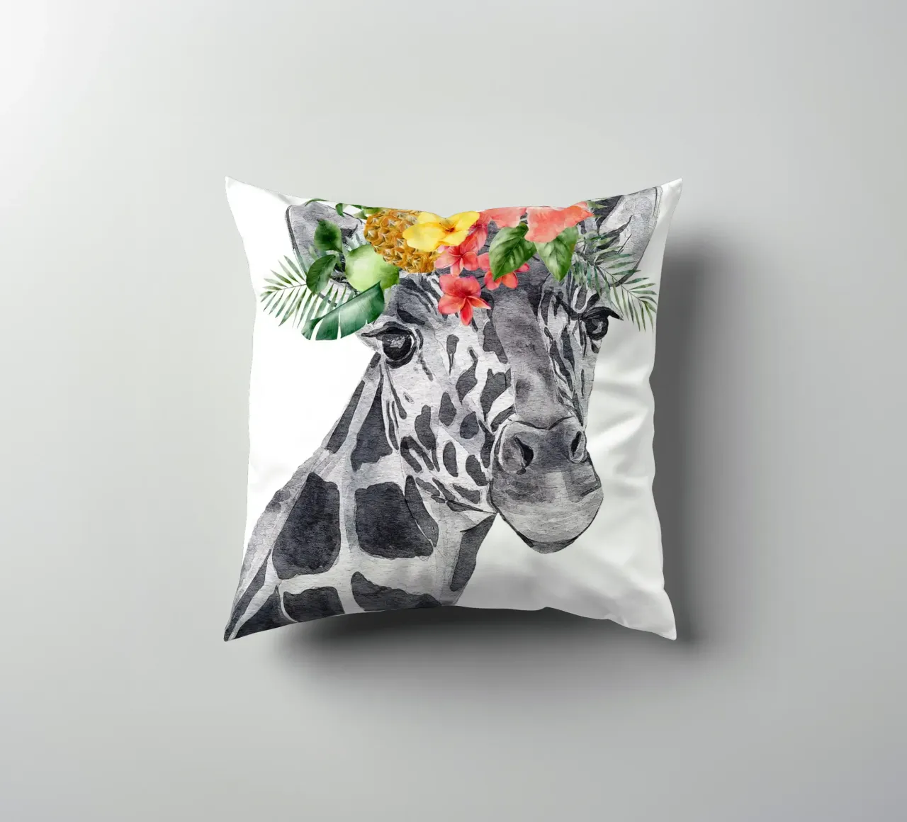 Stampa Safari Nursery Giraffa con fiori cuscino da sharemantes