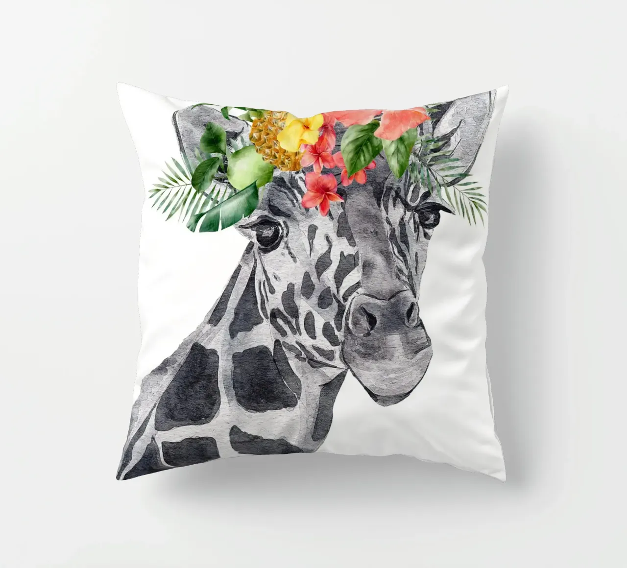 Stampa Safari Nursery Giraffa con fiori cuscino da sharemantes
