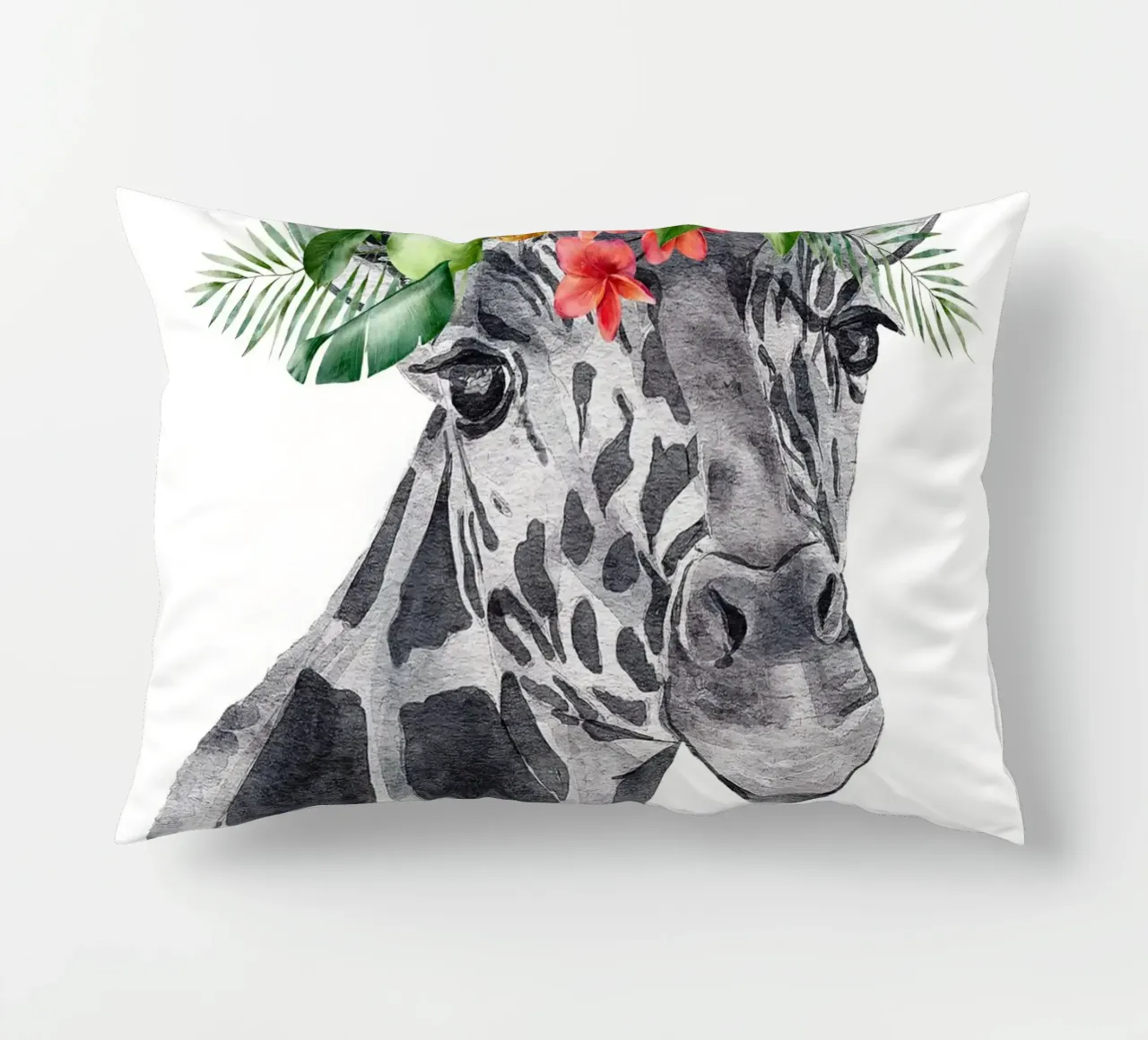 Stampa Safari Nursery Giraffa con fiori cuscino da sharemantes