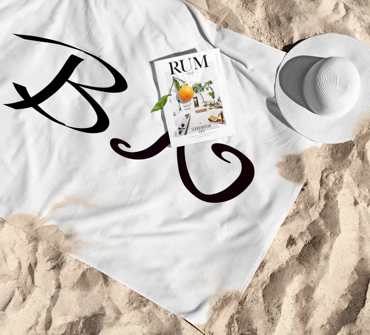 Poster con iniziali B N | Amore minimalista Deco telo mare da StrindesignStudio