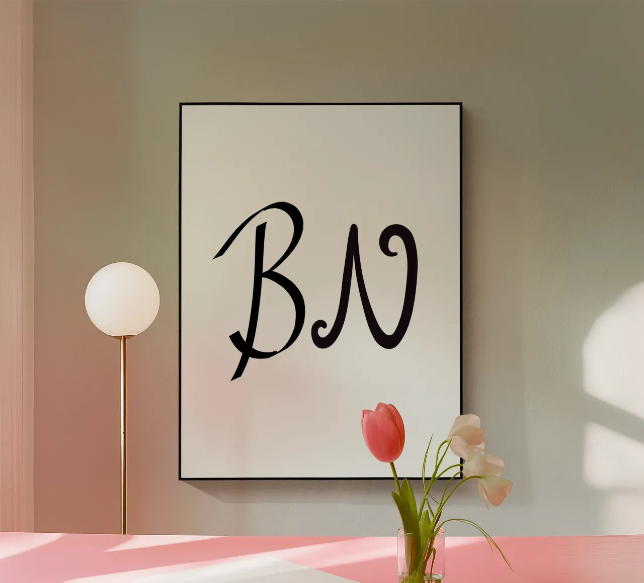 Poster con iniziali B N | Amore minimalista Deco plexiglass da StrindesignStudio