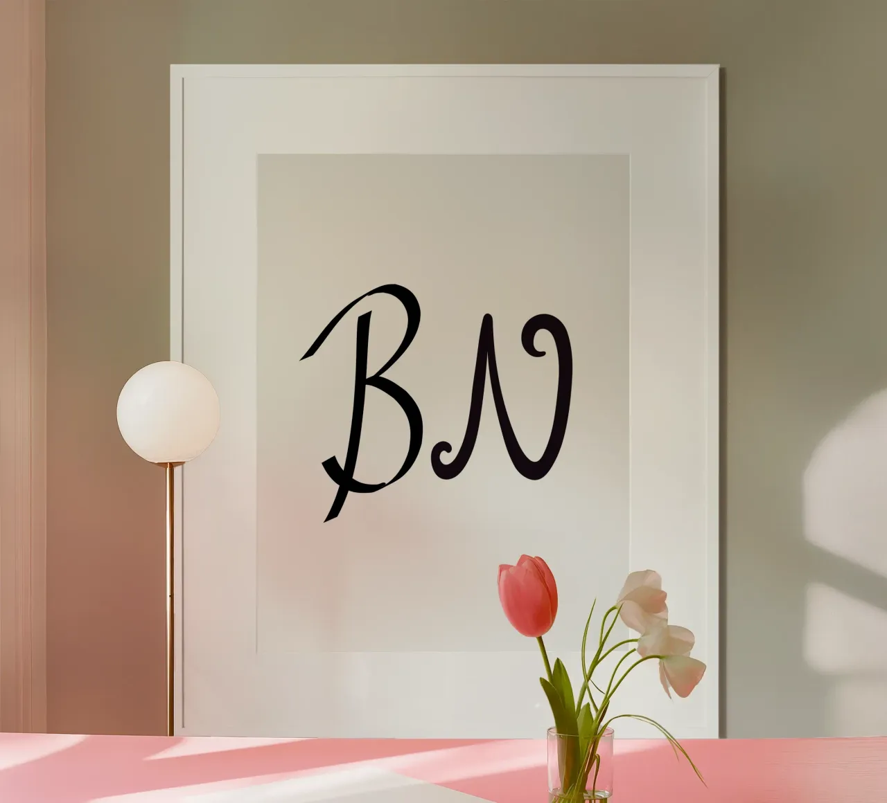 Poster con iniziali B N | Amore minimalista Deco carta hahnemühle da StrindesignStudio