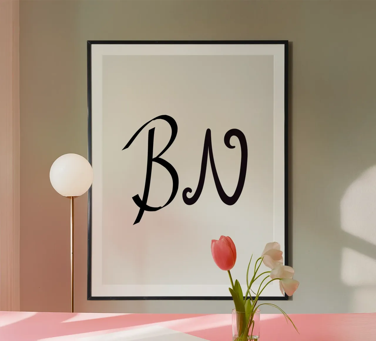 Poster con iniziali B N | Amore minimalista Deco carta hahnemühle da StrindesignStudio