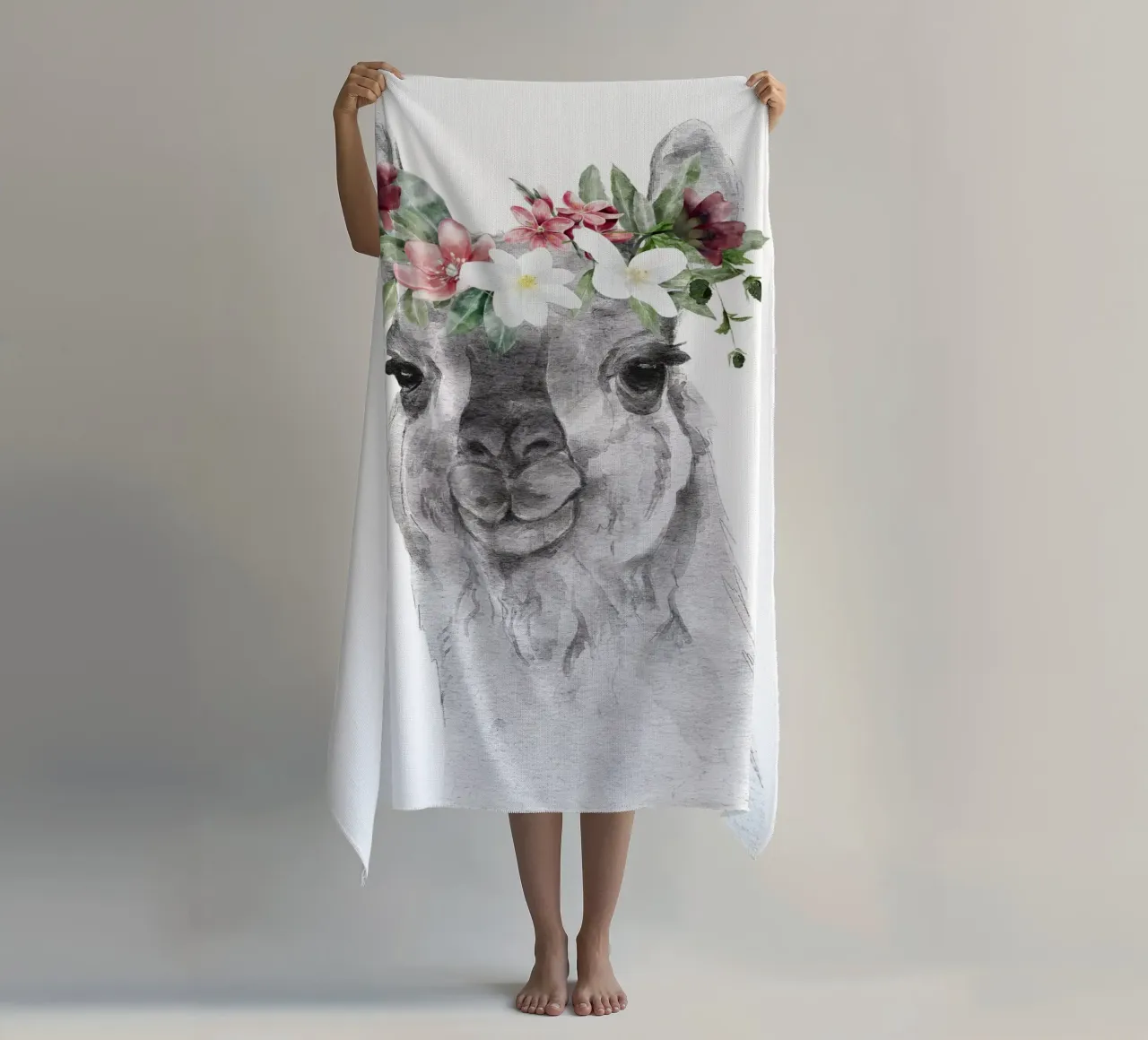 Lama con fiori con stampa Safari Nursery telo mare da sharemantes