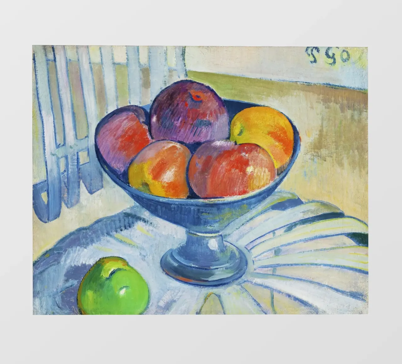 Piatto di frutta su una sedia da giardino (1890 circa) di Paul Gauguin pellicola backlit da Venus Art