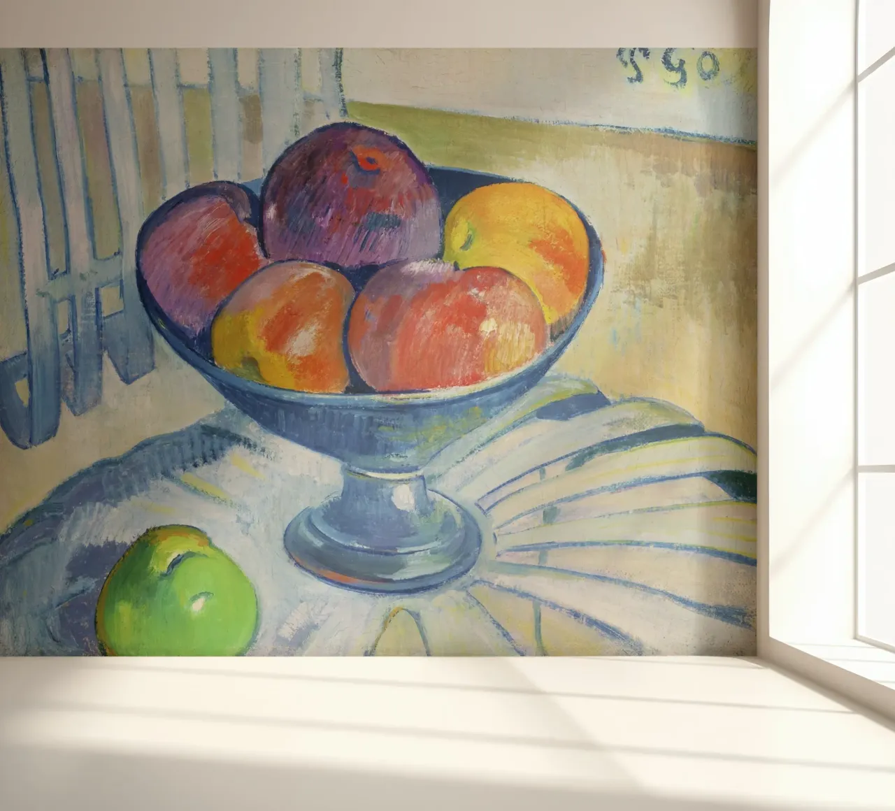 Piatto di frutta su una sedia da giardino (1890 circa) di Paul Gauguin carta da parati fotografica da Venus Art