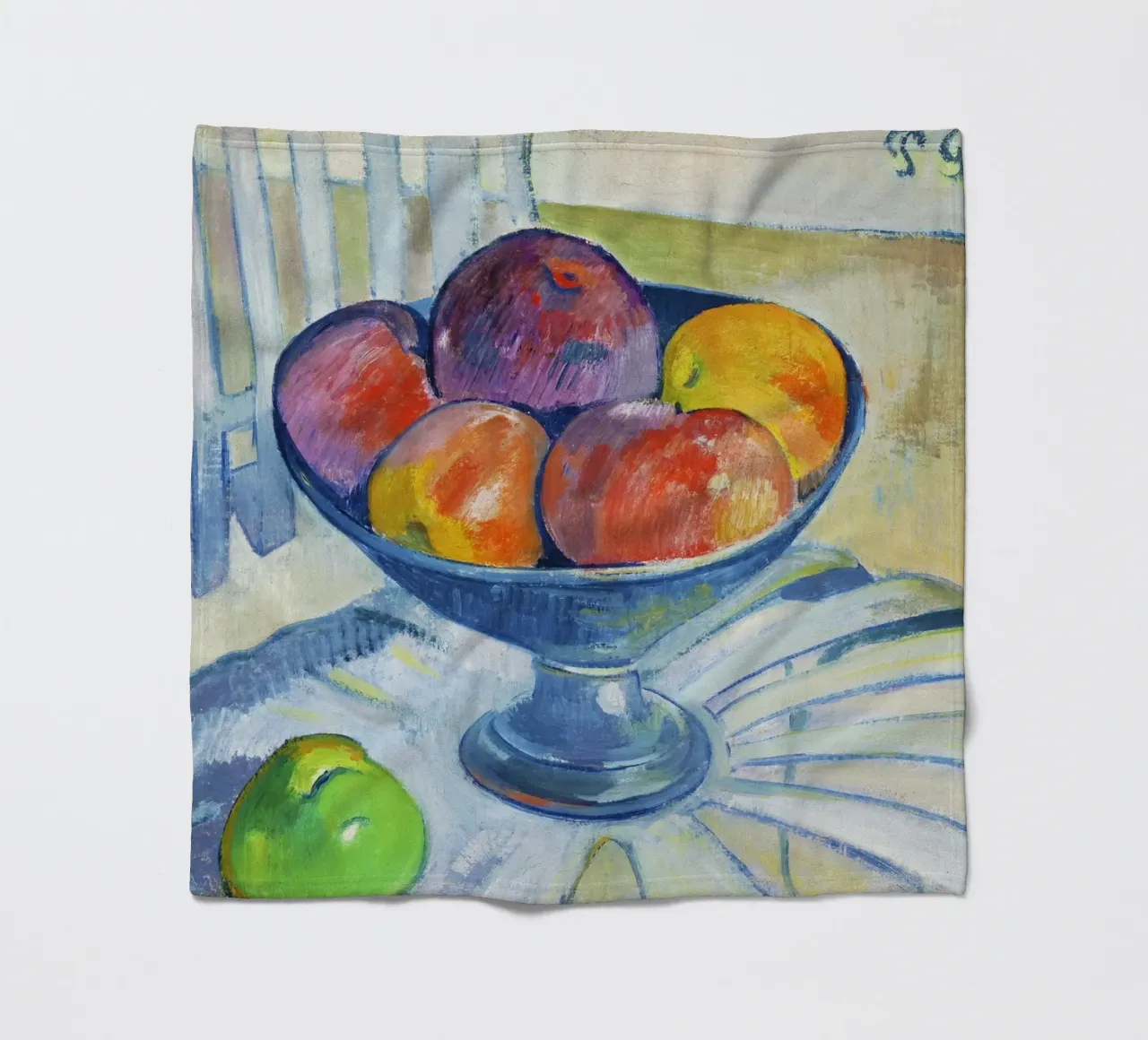 Piatto di frutta su una sedia da giardino (1890 circa) di Paul Gauguin coperta in pile da Venus Art
