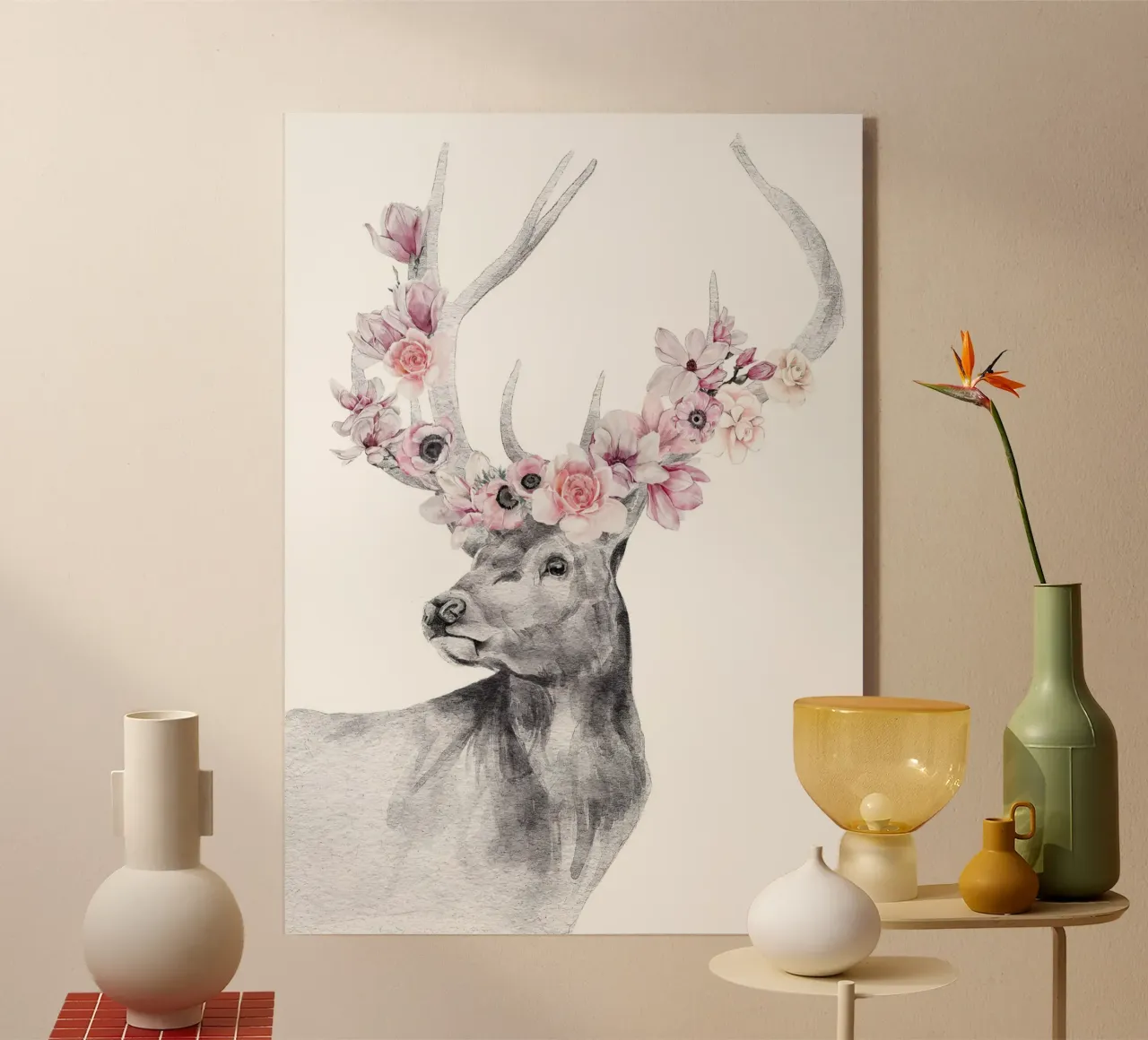 Safari Nursery Print Ciervo con flores metacrilato de sharemantes