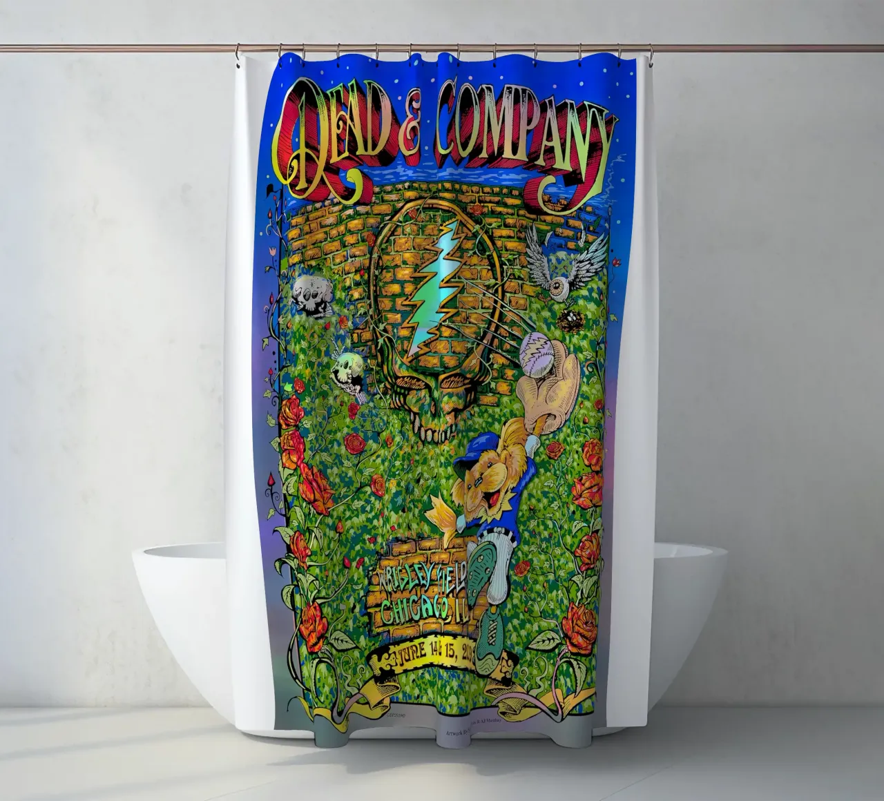 dead and company wrigley field 2019 shower curtain by martina