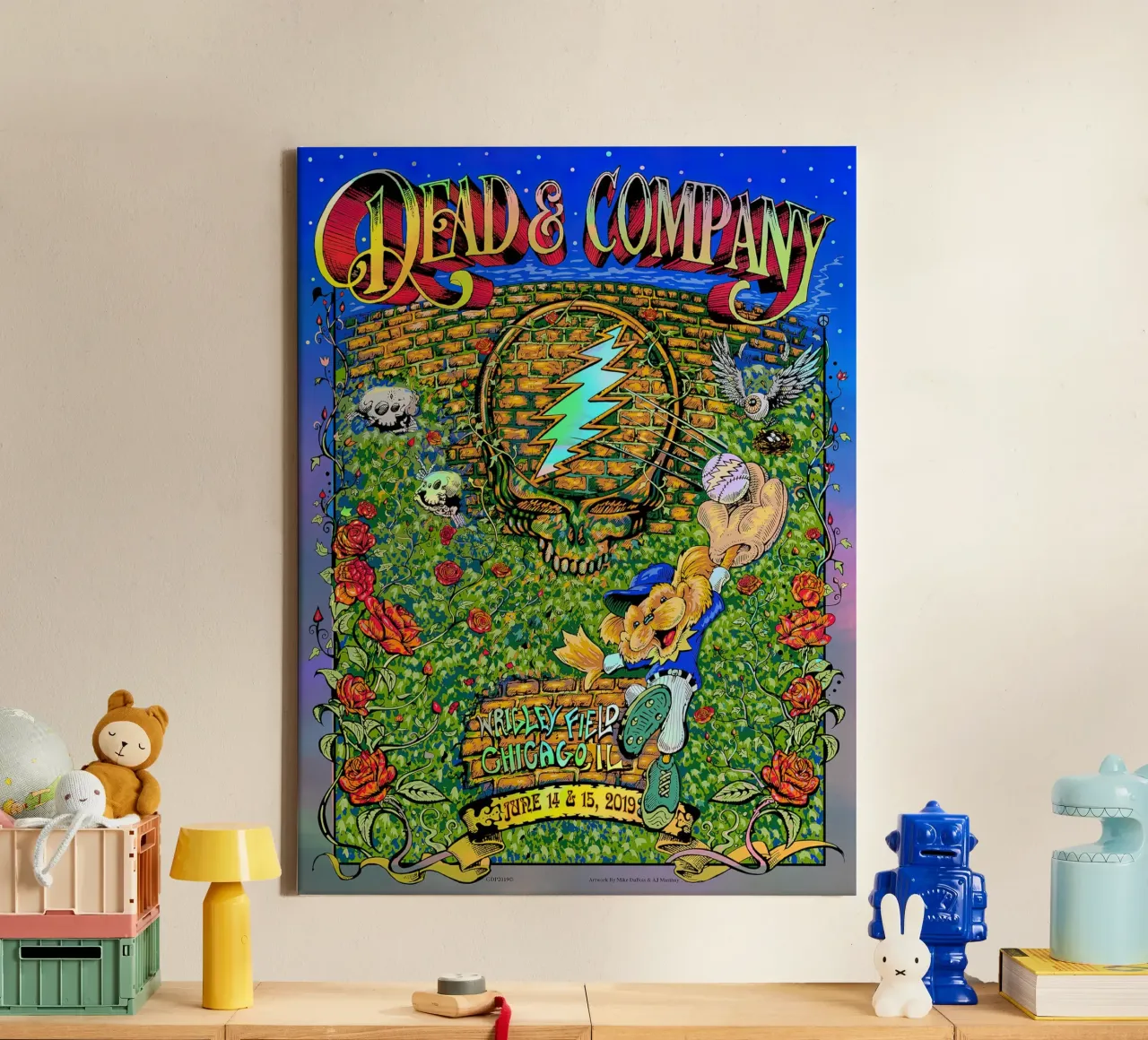 dead and company wrigley field 2019 tela con Cornice a cassetta da martina