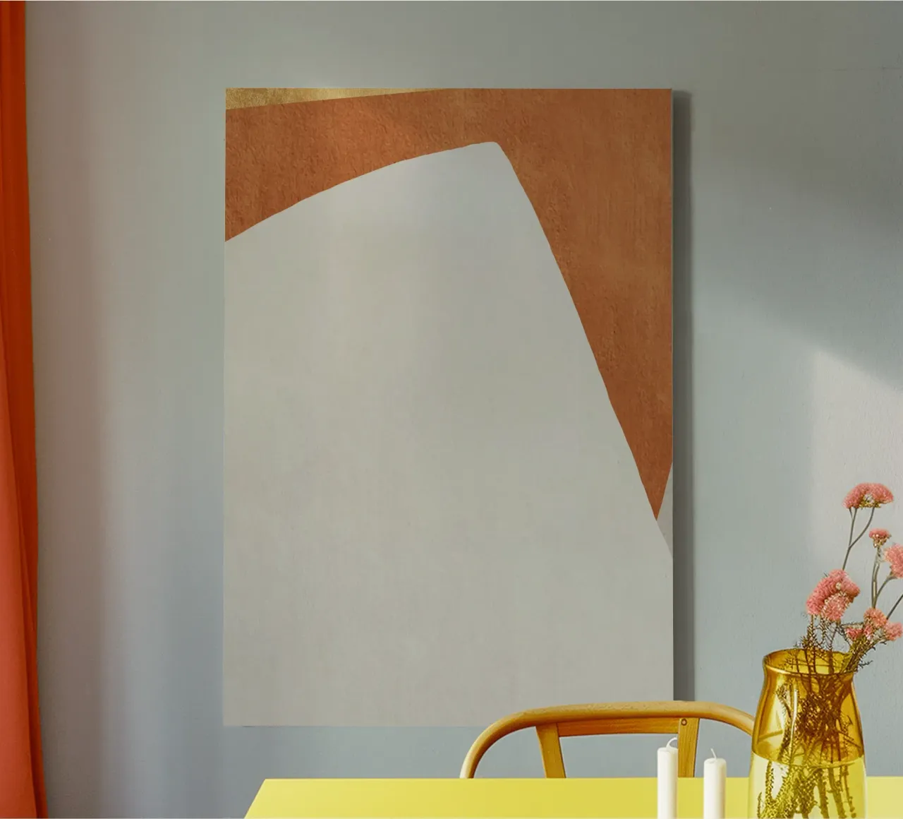 abstract geometric minimalist gray tela con Cornice a cassetta da vintageshop