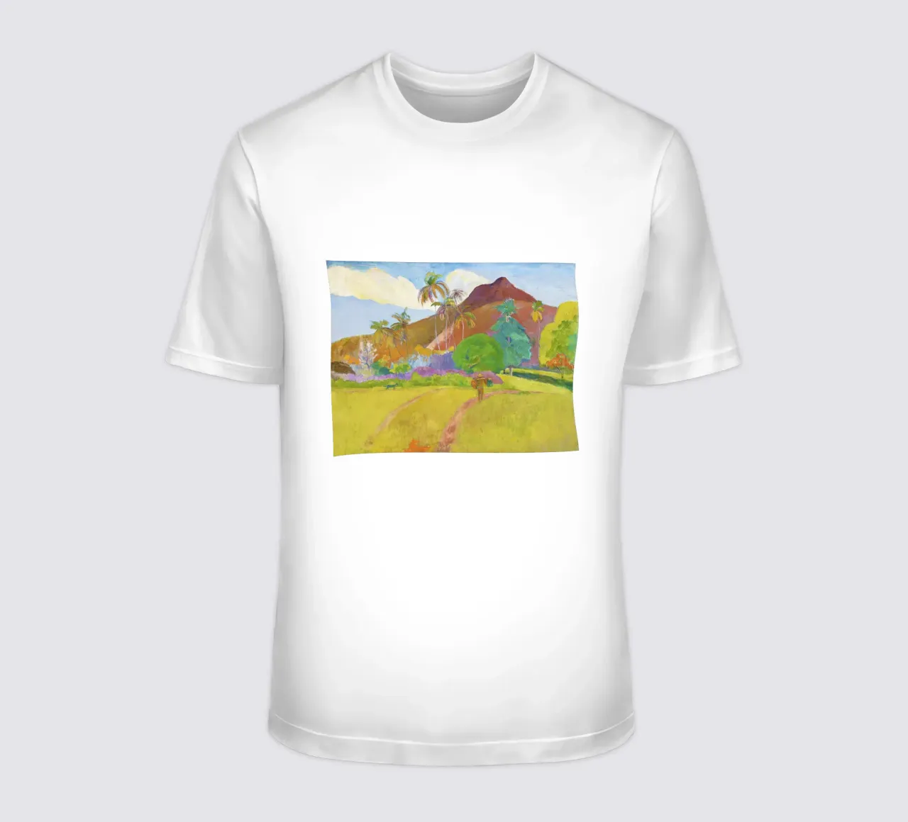 Paesaggio tahitiano (1891) di Paul Gauguin t-shirt da Venus Art