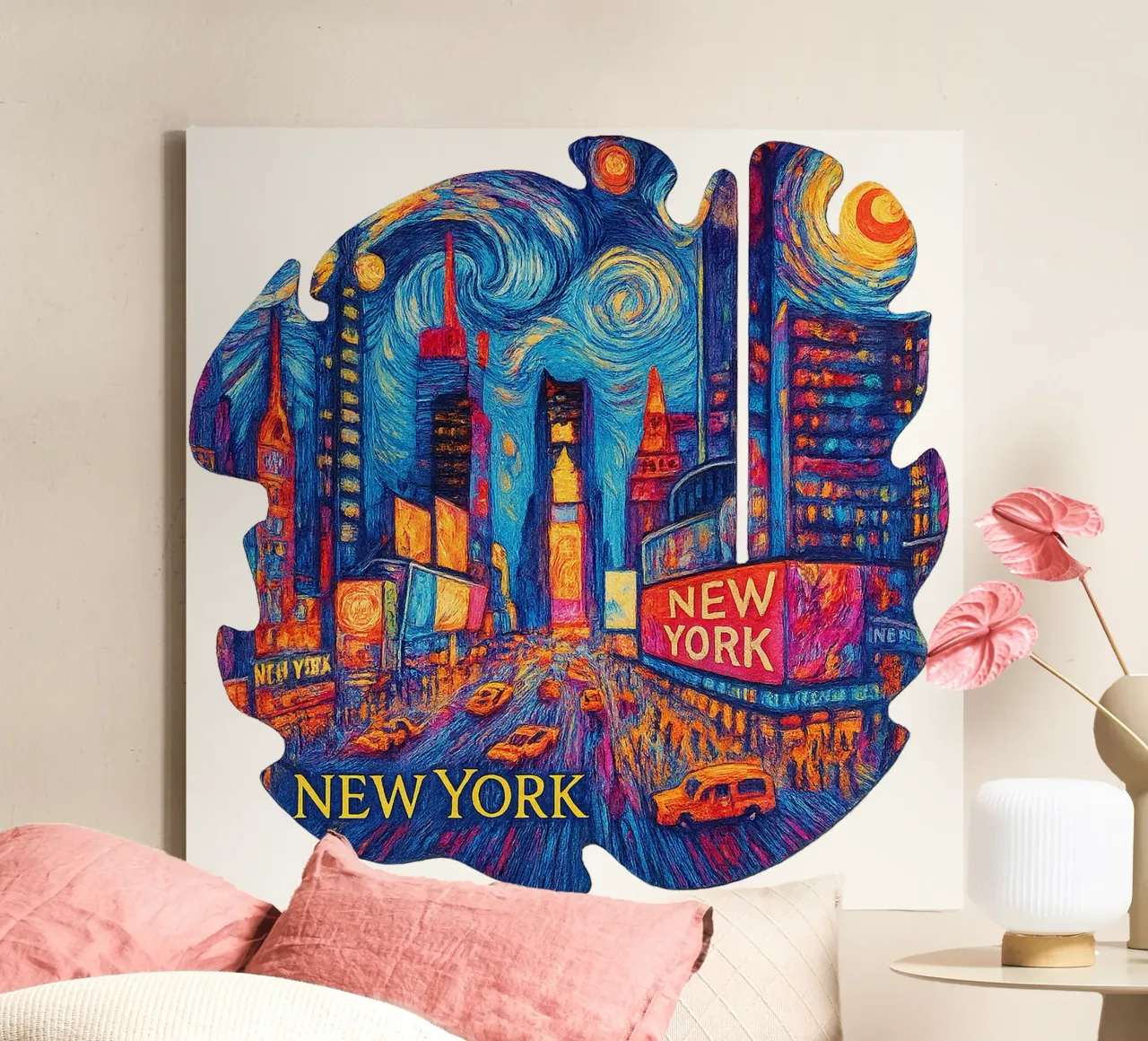 FREE NEW YORK 1 canvas met Baklijst van Vintage Van Gogh